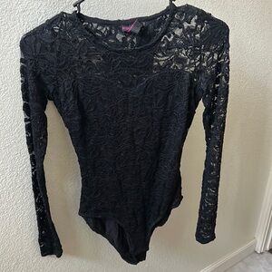 Material Girl brand new with tags, Black lace long sleeve bodysuit, sized small